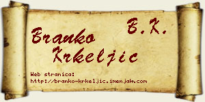 Branko Krkeljić vizit kartica
